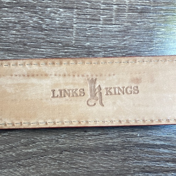 Mens Pre Owned Links & Kings Italian Smooth Leather Golf Belt Size 40 Black &Red - Picture 4 of 11